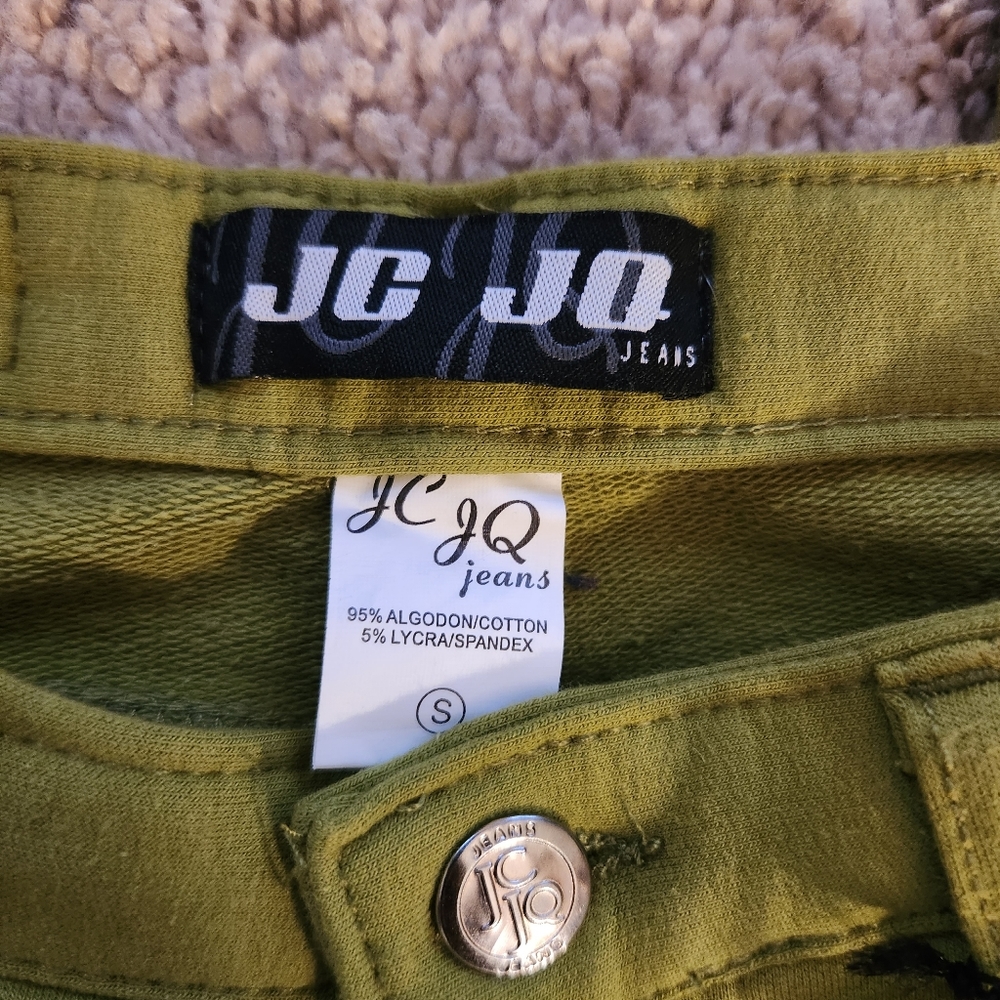 JC JO Lime Green Stretch Pants Jeans Size Small - Picture 2 of 7